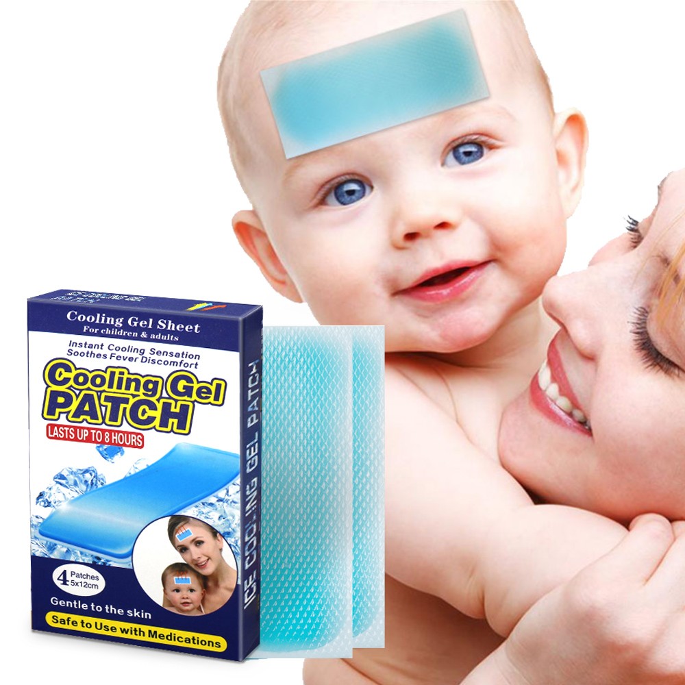 4pcs=1 box Antipyretic Sticker Herbal Pain Relief Patch Cooling Gel Patch for Adults and Children Medical Baby Fever Pad