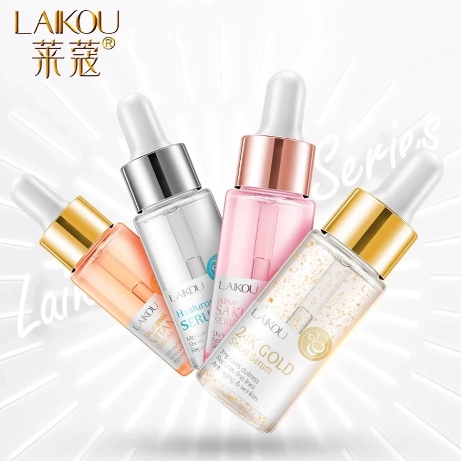 LAIKOU Serum Japan Sakura Anti Aging Serum Pure Hyaluronic Acid 24K Gold Whitening Vitamin C Anti Wrinkle Face Skin Care Serum