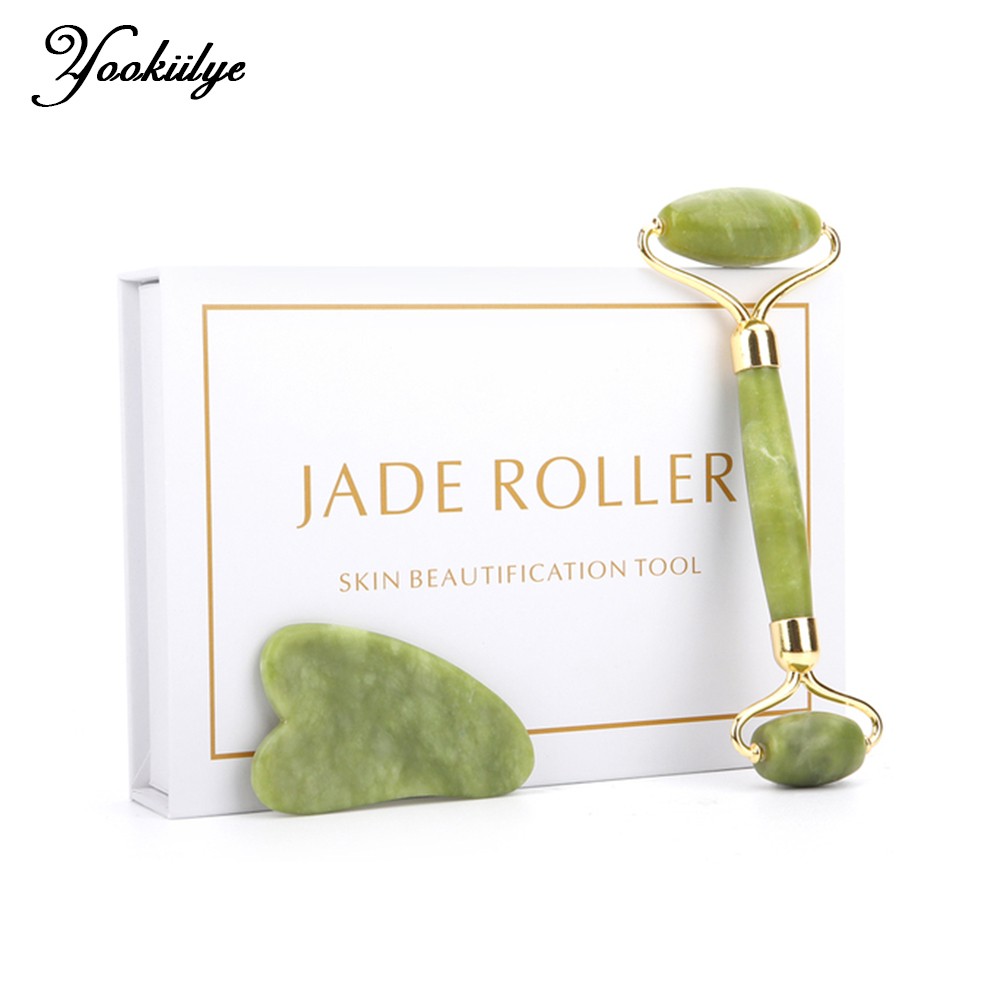 Natural Facial Massager Gua Sha Scraper Double Headed Jade Roller Jade Roller Skin Care Rose Quartz Face Massager Face Lifting Health Beauty Tools