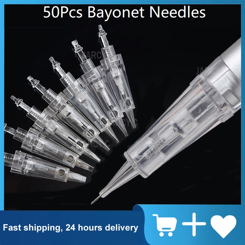 50pcs Disposable Cartridge Needles Permanent Makeup Bayonet Tattoo Gun 1RL/3RL/5RL for Eyebrow/Lip/Eyeliner Digital Machine