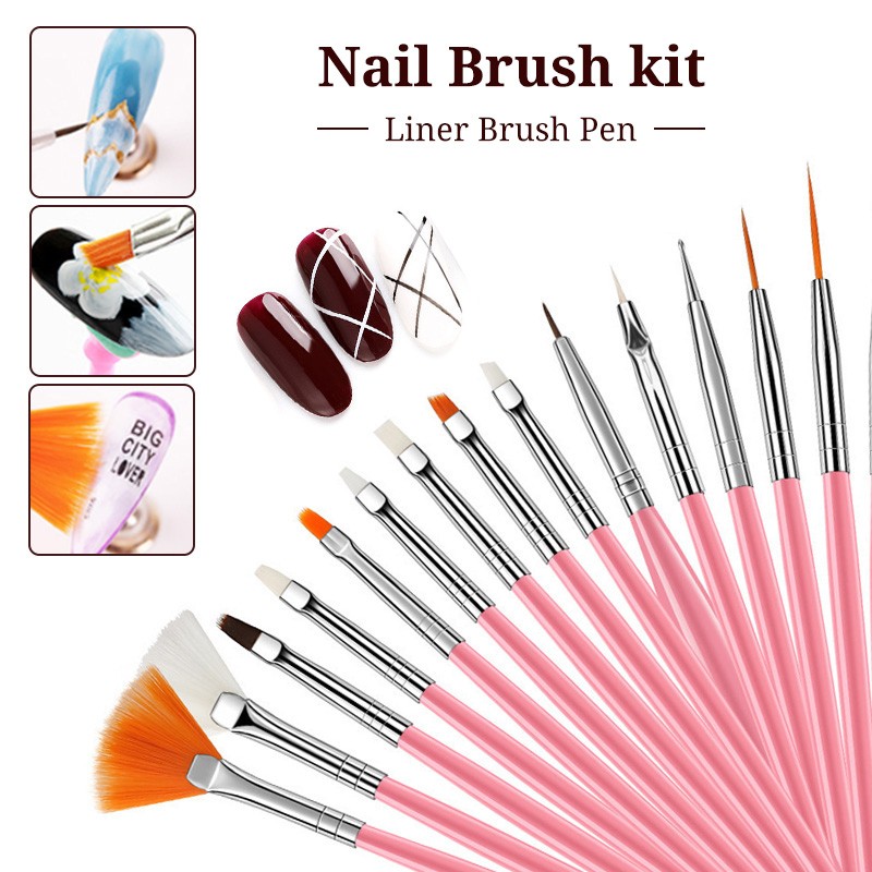 nail brush set manicure gel brush for nail stickers manicure brush liquid powder tool acrylic carving brush gel liner brush set