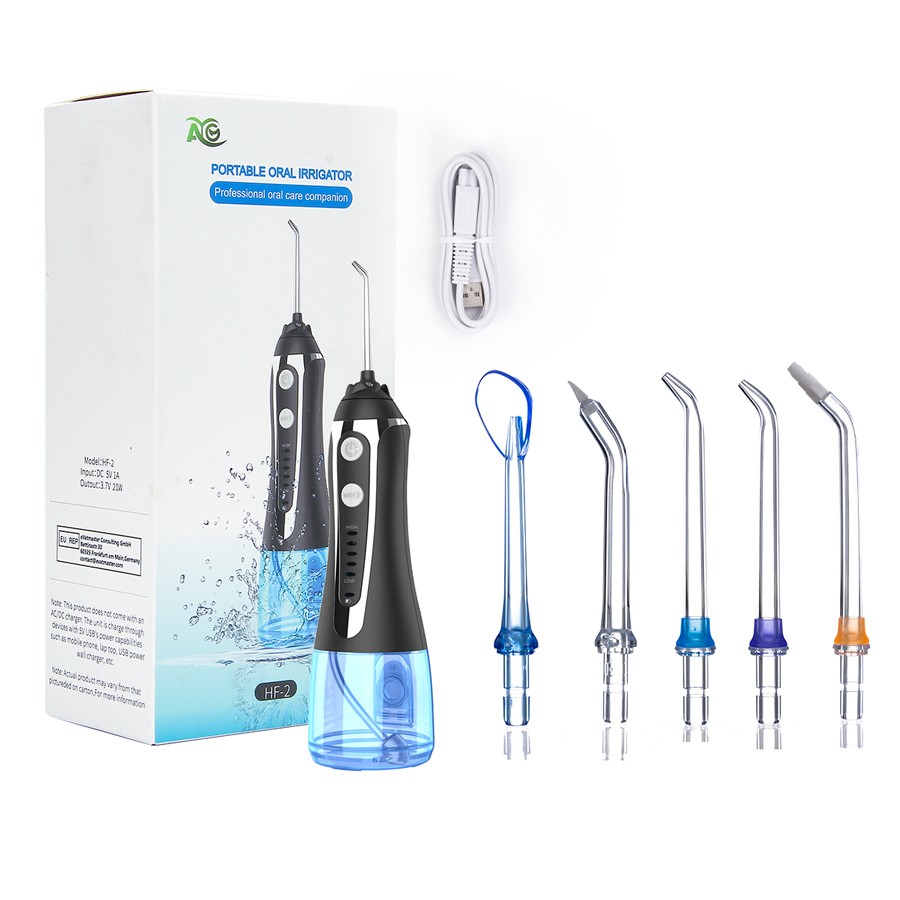 AG portable oral irrigator usb rechargeable dental water flosser dental water jet 300ml 5 modes water tank waterproof dental cleaner