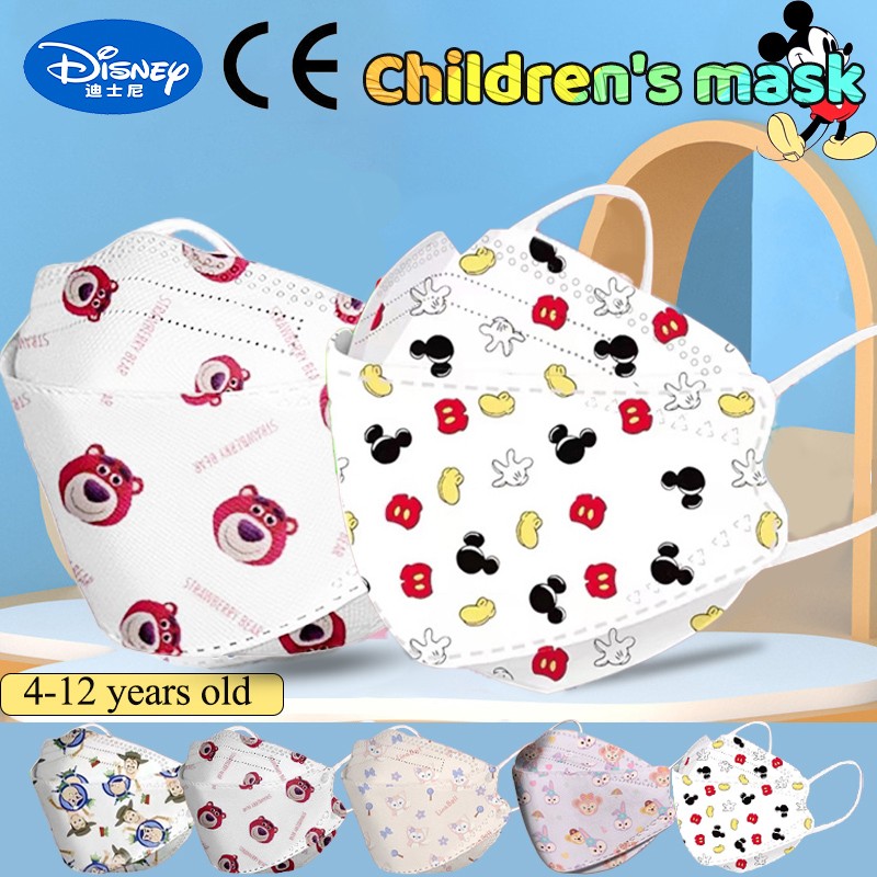 Disney Children KN95 Face Mask Anime Mickey Cartoon Cute 4-layers Breathable for 4-12 Years FFP2 Mouth Mascarillas 10pcs/bag