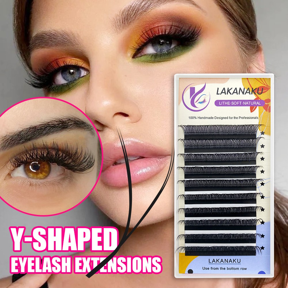 LAKANAKU YY Lashes Bouquets Eyelashes Split Tips Lashes Wholesale Supplier Cashmere Extensions Mink Lashes YY Cílios