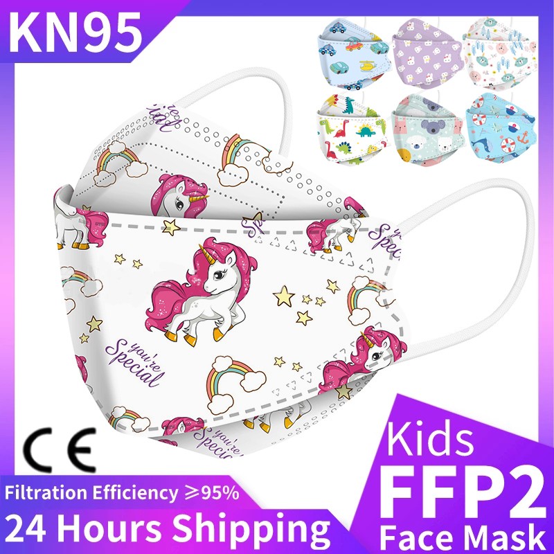 10/30pcs Children FPP2 KN95 Masks Kids Anti Virus Fish Shaped Cartoon Printed Anime Face Mask From Virus ffp2fan Mascarillas