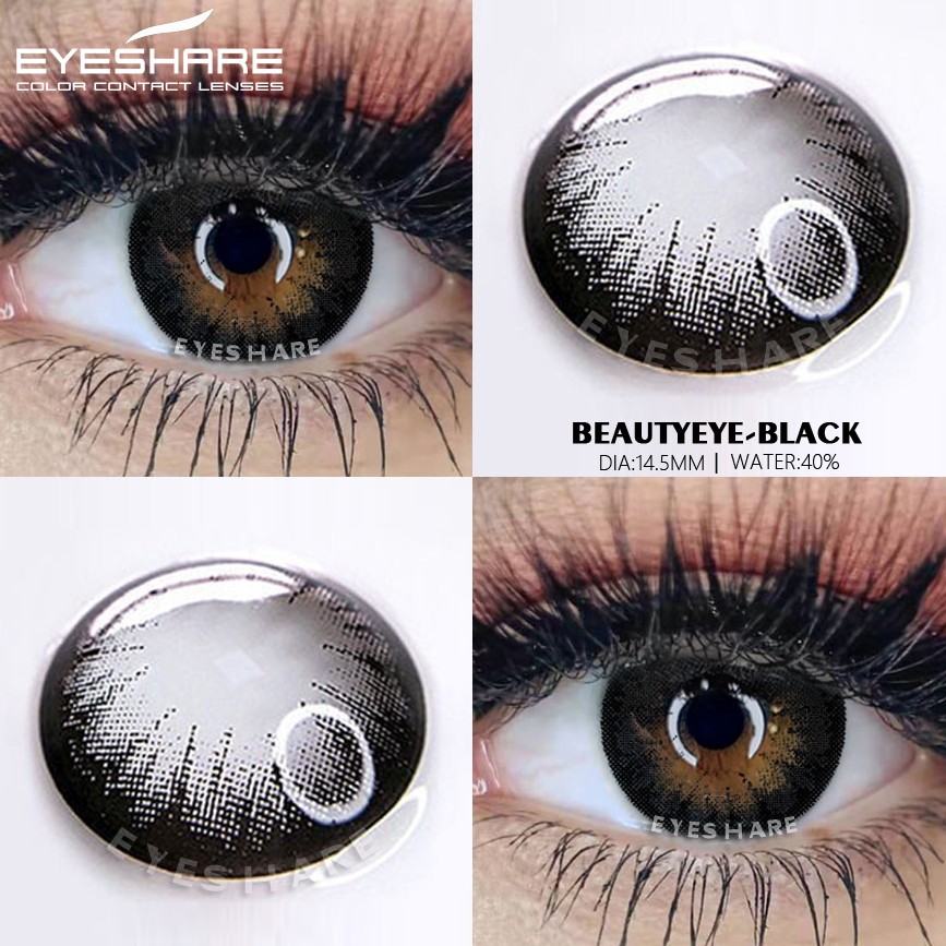 Ishihair Colored Contact Lenses 1 Pair Beauty Eye Yearly Colored Lenses Cosmetic Contacts Lenses Eye Color Black/Chocolate