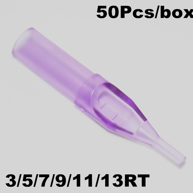 Disposable Tattoo Needle Heads Sterile Purple Plastic Tube Round Mouth Size 3R 5R 7R 9R 11R 13R