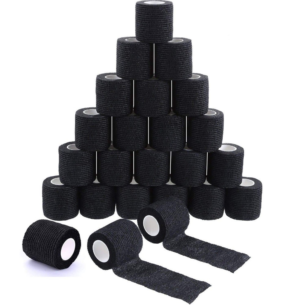 5/20pcs Black Tattoo Grip Bandage Cover Wraps Tapes Nonwoven Waterproof Self Adhesive Finger Wrist Protection Tattoo Accessories