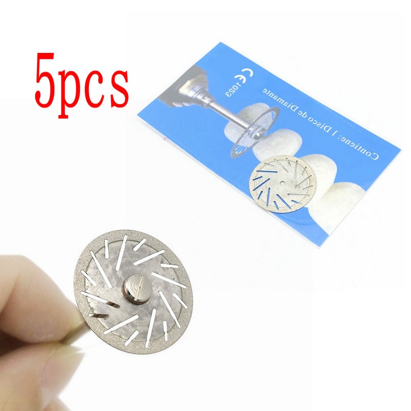 5pcs Dental Diamond Disc Double Sided Discs Grit Cutting Disc Tool Thickness 0.25mm Dental Lab