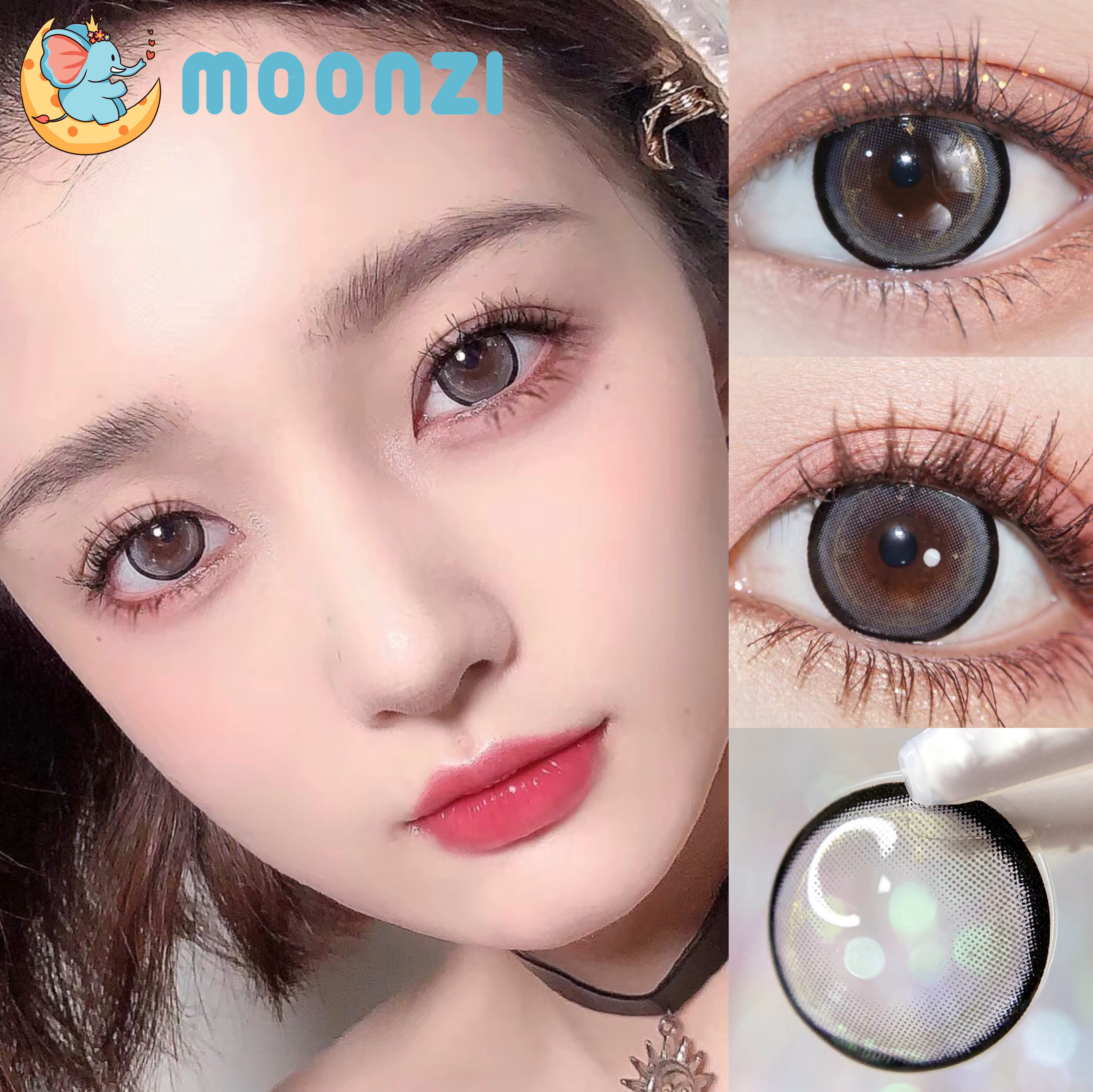 Moon Ze Yogurt Pops Contact Lenses Yearly Gray Soft For Eyes Large Pupil Contact Lenses Myopia Prescription Degree 2pcs/pair