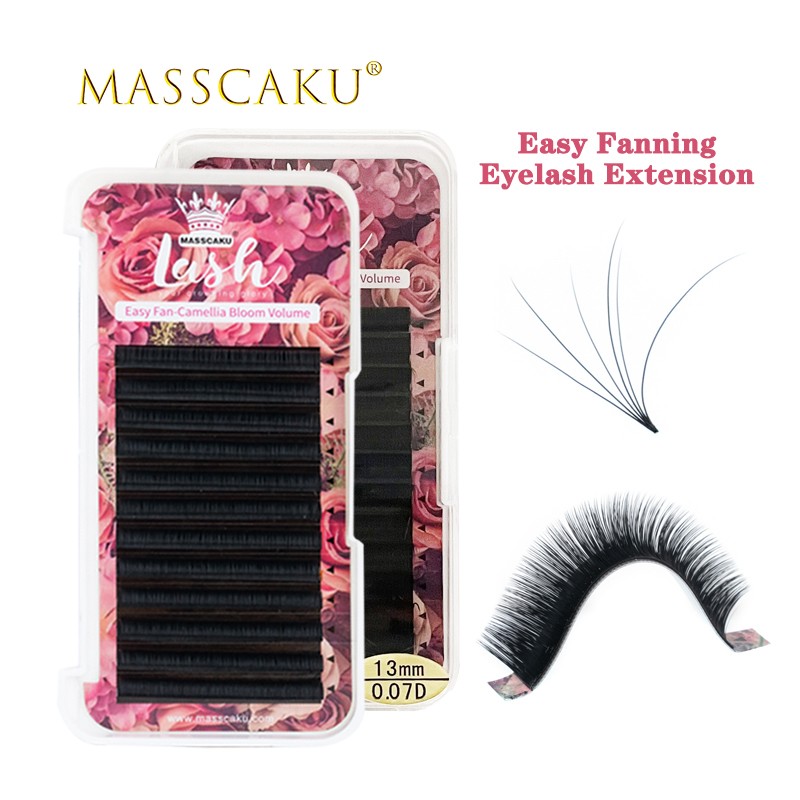 MASSCAKU Easy Fan Eyelash Extension Cashmere Easy Fan Lashes 1s Blooming Fans Fast Fanning Lash Extension for Macup Beauty