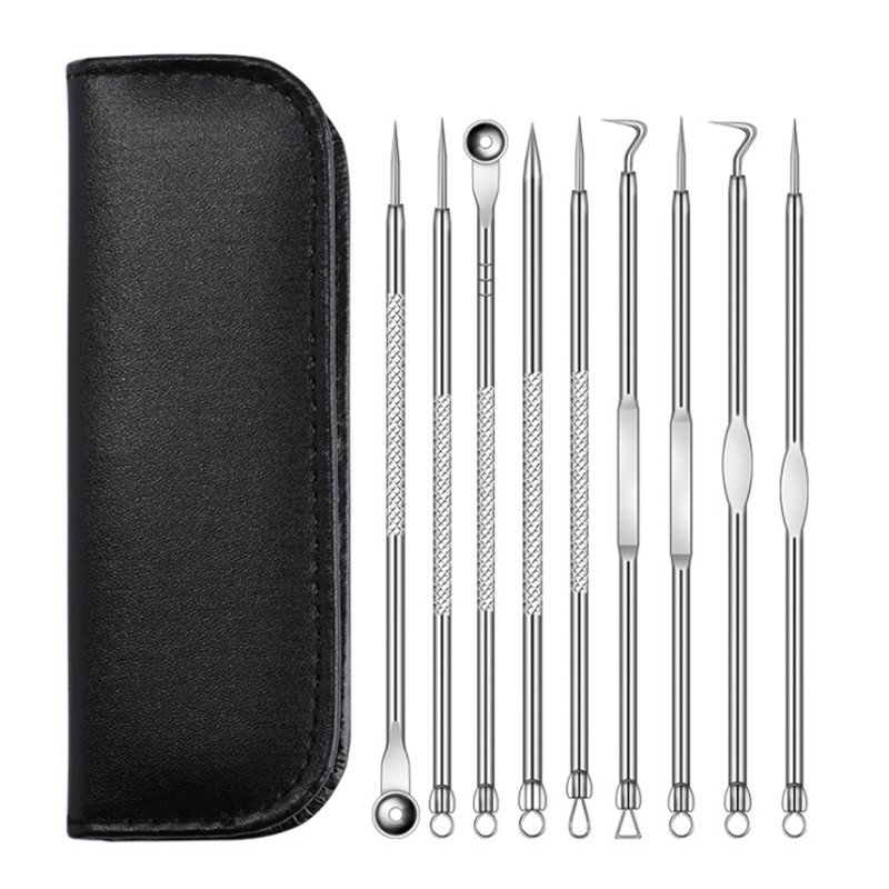 Acne Blackhead Remover Needle Blackhead Tool Kit Tweezers Pimple Extractor Stainless Steel Black Spot Removal Face Skin Care Tool