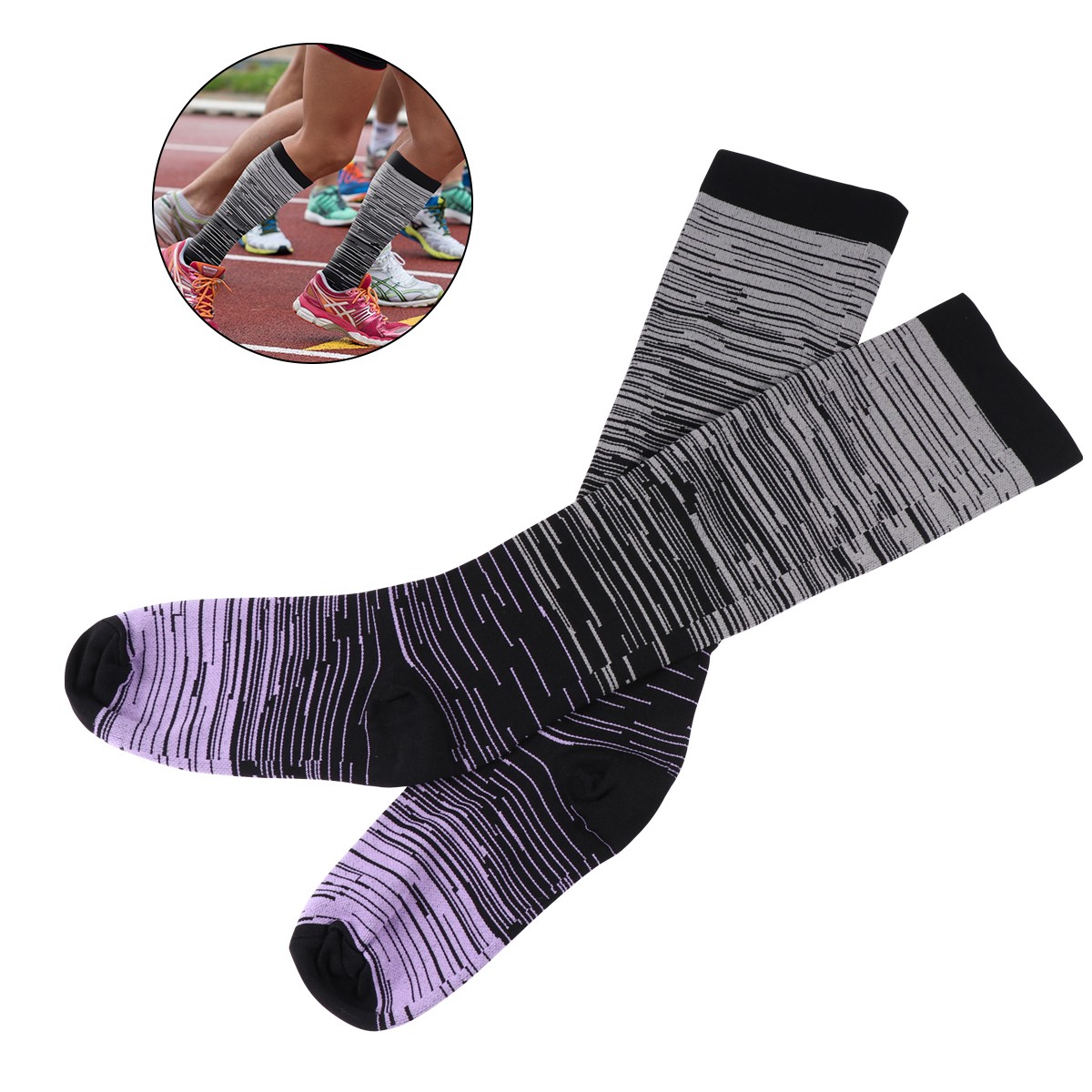 Fashion Cotton Pilates Knee High Stocking Leg Sock Sports Yoga Fitness Breathable Sweat-Absorbent Compression Socks Home Outdoor