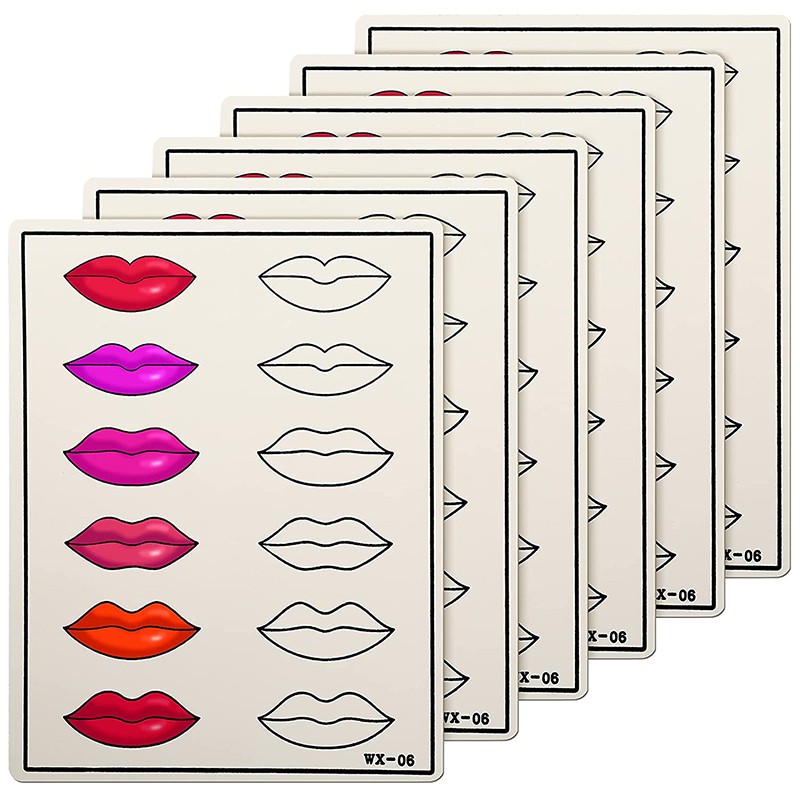 3/5/10/15/20pcs Lips Tattoo Skin Latex Practice Microblading Practice Tattoo Fake Skin Beginner Special Lips Designs Supplies