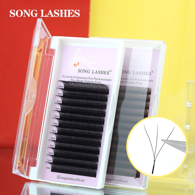 Sung Lashes C D Curl 8-15mm Time Saving Fans Pre-made 3D Lash W Shape Eyelash Extension for Professional and Matte Soft Natur