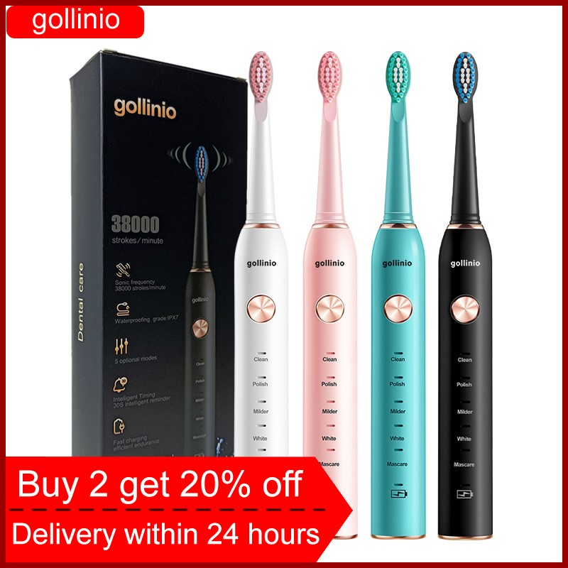 Gollinio فرشاة الأسنان الكهربائية Usb شحن سريع GL41A سونيك فرشاة أسنان قابلة للشحن استبدال رئيس التسليم في غضون 24 ساعة