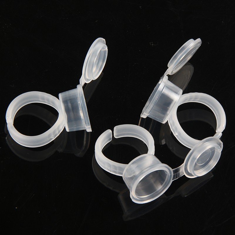 Disposable Tattoo Ink Ring Cups Permanent Makeup Accessories Microblading Ring Pigment Cup/Lid Tattoo Glue Holder