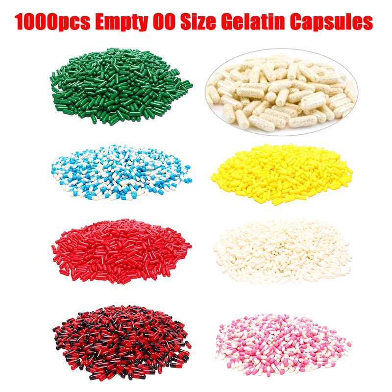 1000pcs empty vacant gelatin capsules size 00# gel for medicine storage used for pill storage