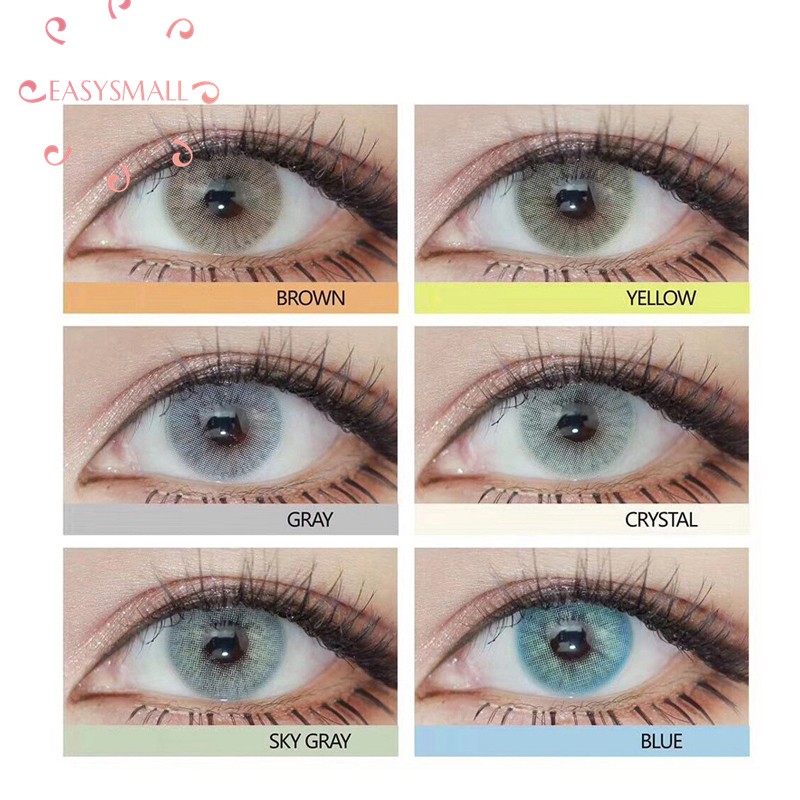 Easy Small 6 Colored Contact Lenses For Eyes Cosmetics Aurora Polaris Blue Eye Small Beauty Pupil Degree Option 2pcs/pair