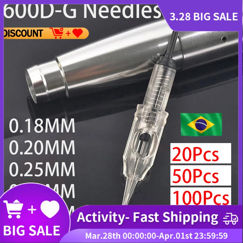 Tattoo Needle 20/50/100pcs 1RL Disposable Sterilized Permanent Makeup Cartridge Needles Tips For Eyebrow Lips Agulha Easy Click