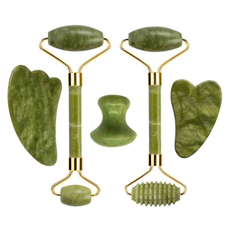 Natural Jade Gouache Stone Scraper Facial Massager Gua Sha Massager for Face Body Massage Set Anti-wrinkle Beauty Relax Tool