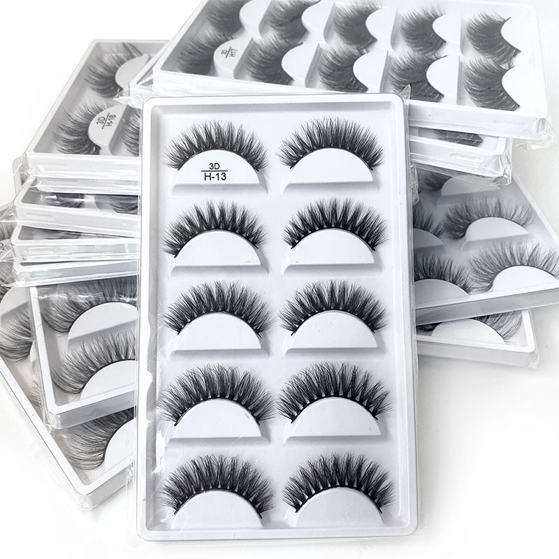 Wholesale 5/50 Boxes 100% Natural Mink Fur Eyelashes False Eyelashes 3D False Eyelashes Natural Soft Eyelash Extension Makeup H13