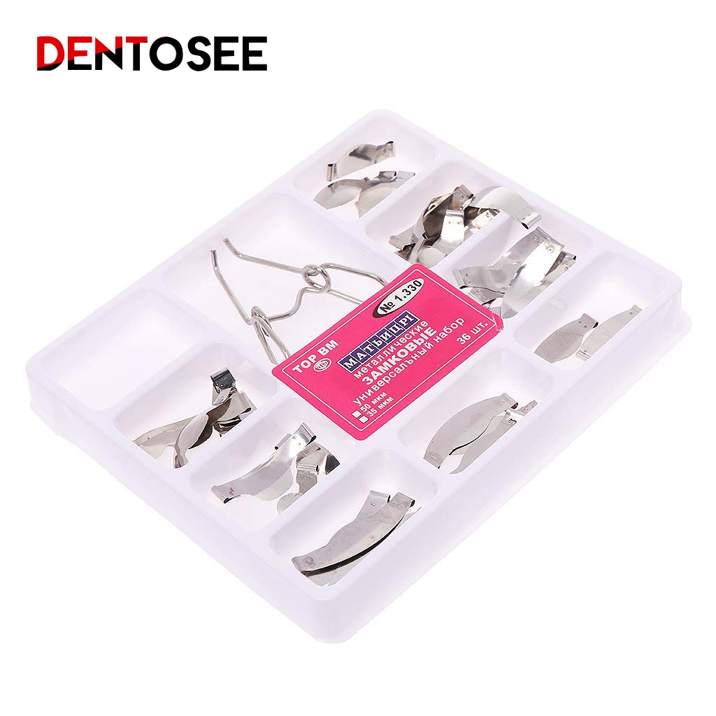 3 set dental saddle contoured matrices metal matrix universal set with spring clips