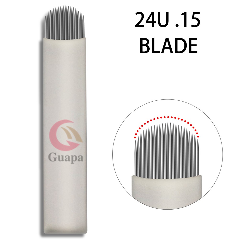 White 24U Microblading Tattoo Needle 0.15mm Stainless Steel Blade For Hand Embroidery Pen Permanent Makeup Blade Tattoo Needle