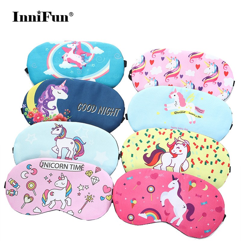 Cartoon Unicorn Sleep Mask Cool Breathable Men Women Lovely Shading Sleeping Eye Mask Adult Children Sleeping Aid Eye Patches Cover