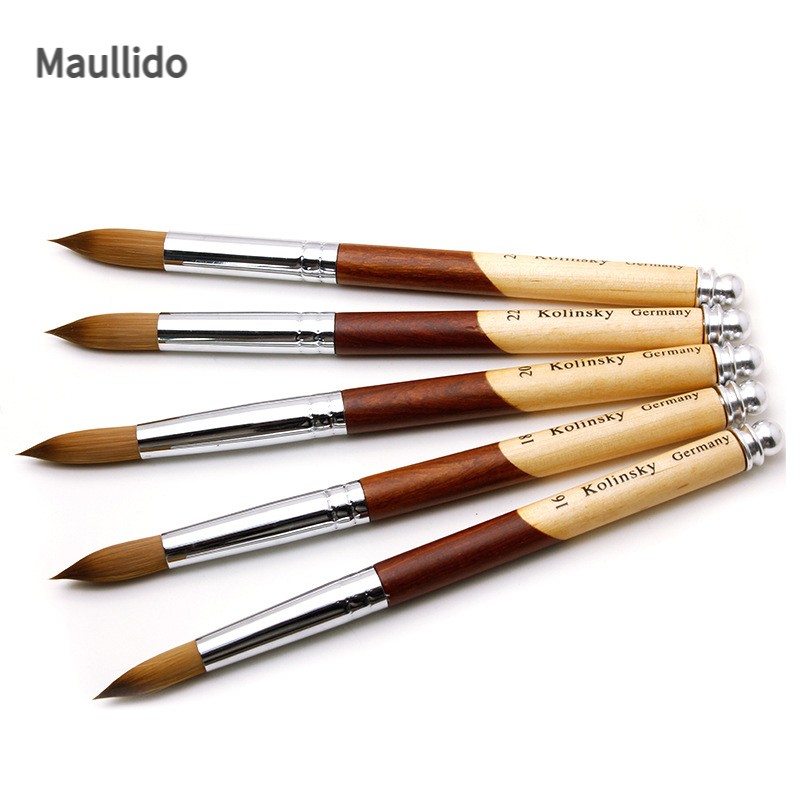 1pc Kolinsky Acrylic Nail Art Brush UV Gel Polish Carving Pen Brush Liquid Powder Nail Drawing Wood Handle Minh Hair Brushes Set