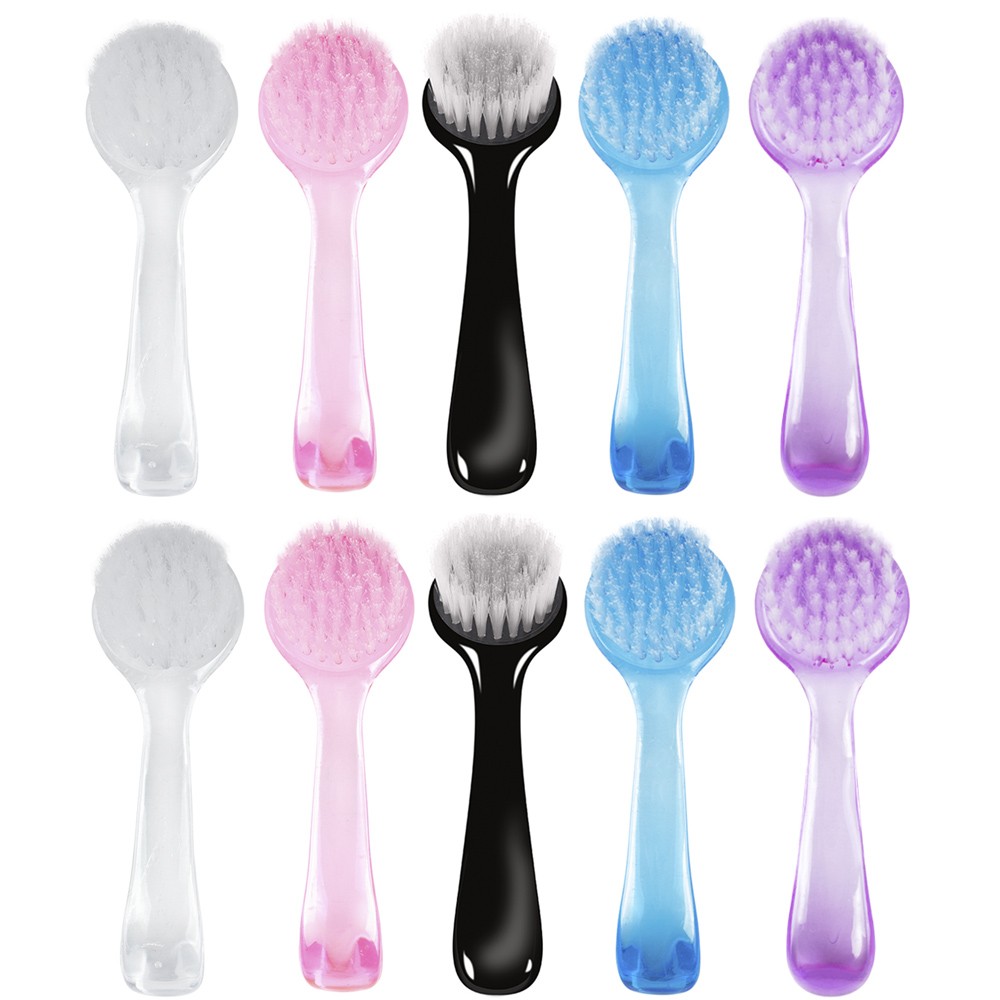 3Pcs Soft Plastic Nail Brush Dust Removal Make Up Washing Brushes Nail Art Dust Powder Round Head Clean Brush With Pedicure Cover