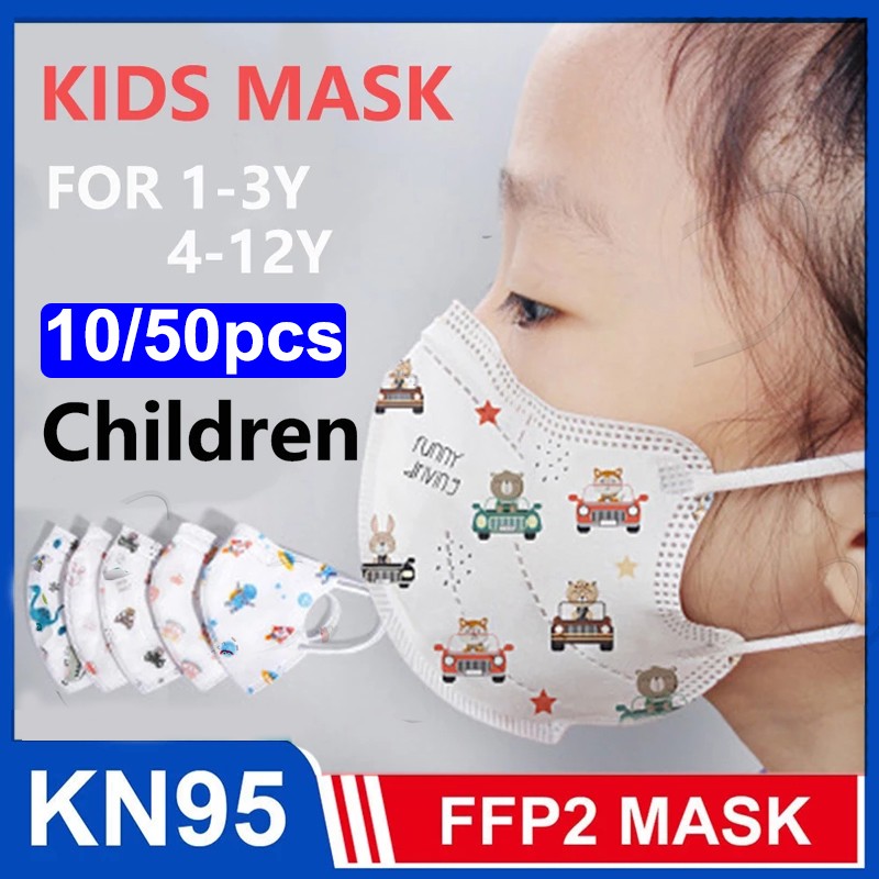 10/50pcs Kids KN95 Masks Kawaii Cartoon CE FFP2 Face Mask Children Boys Girls Baby n95fan kn95fan ffp2fan Respirator N95 Mask