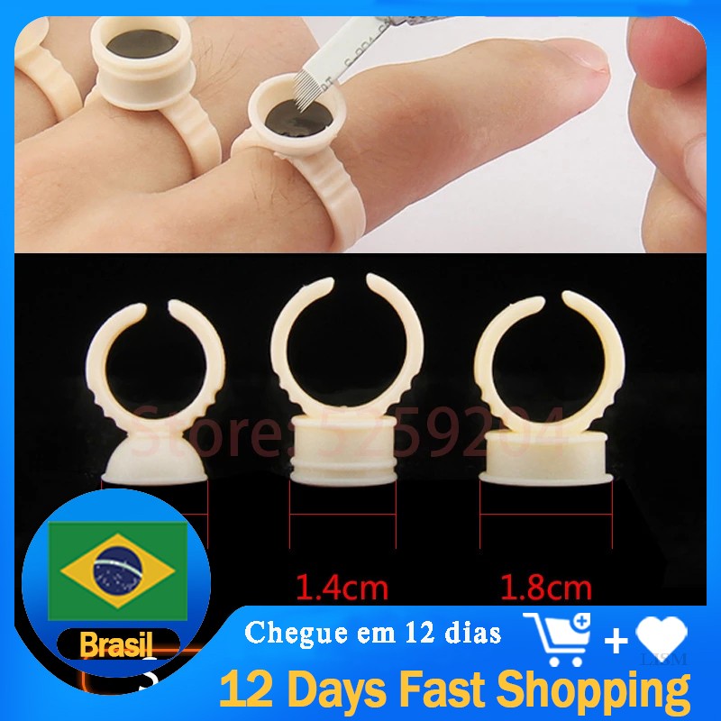 Yellow silicone pigment rings 500pcs tattoo ink cup holder microblading permanent makeup lnk rings for eyelash extension S/M/L