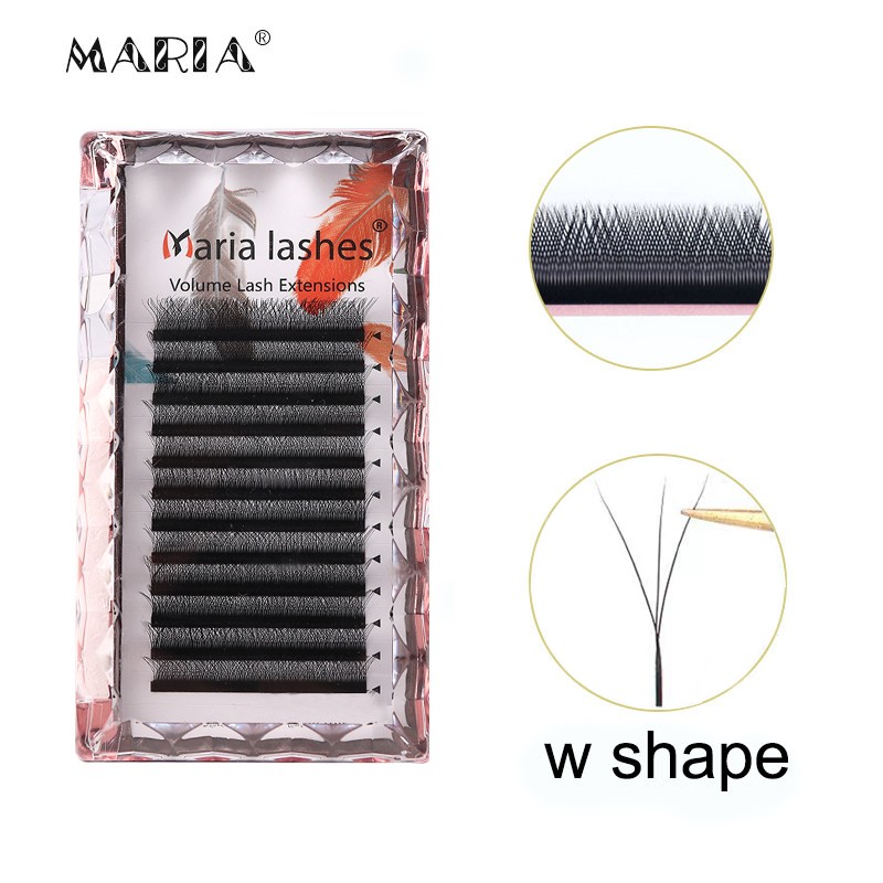 Maria 3D W Shaped Soft Lash Extension Supplies 0.07 Brown Eyelashes Wholesale Natural Makeup Easy Fan Y Kits Private Label