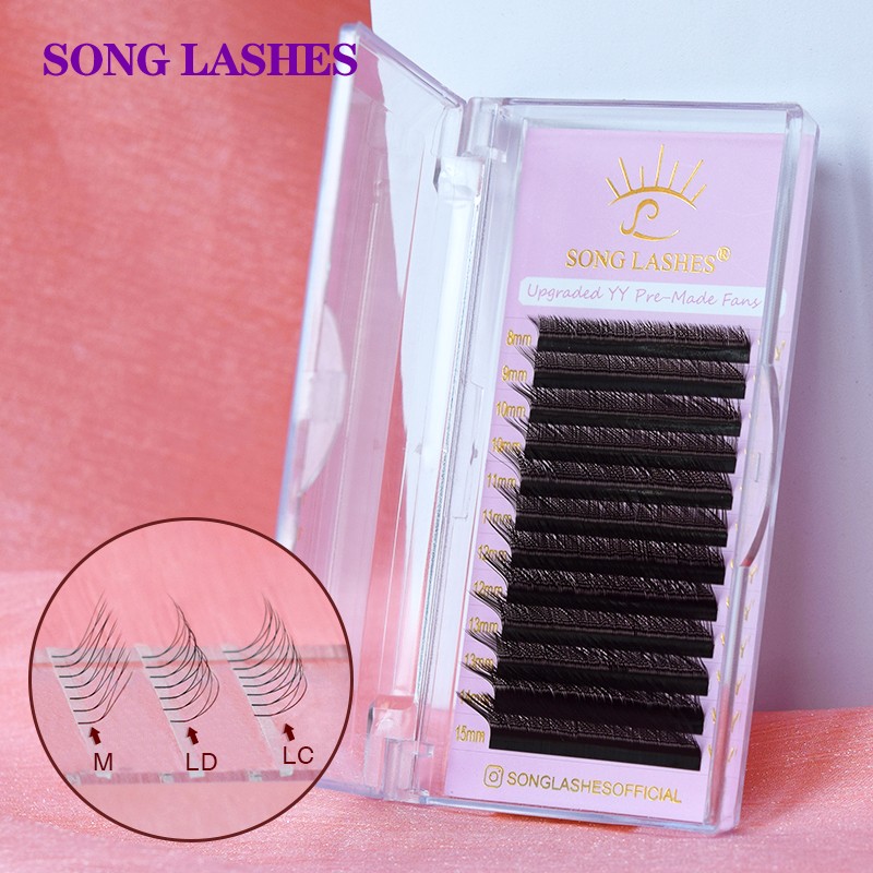 Song Lashes YY Shape Black Brown Blue Purple Eyelashes Extension Two Tip Lashes C/D/DD/LC/LD/M Curl High Quality Idividual