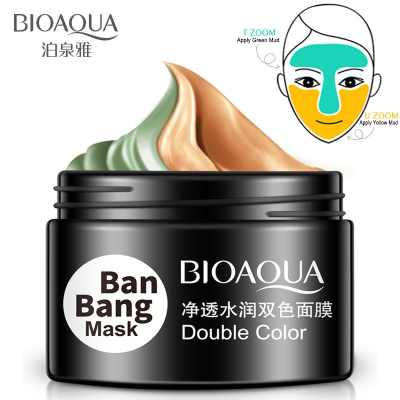 BIOAQUA Ban Bang Double Color Face Mask Moisturizing Face Cream Deep Cleaning Skin Pore Acne Blackhead Treatment Face Care