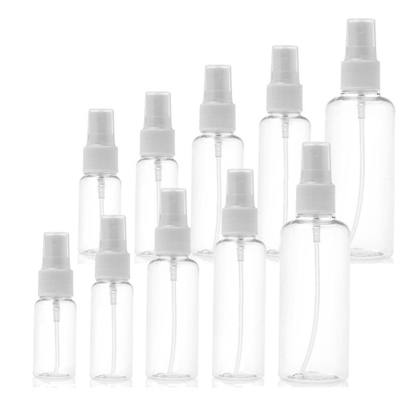 100pcs Clear Plastic Empty Spray Bottle 10ml/20ml/30ml/50ml/60ml/100ml Refillable Vial