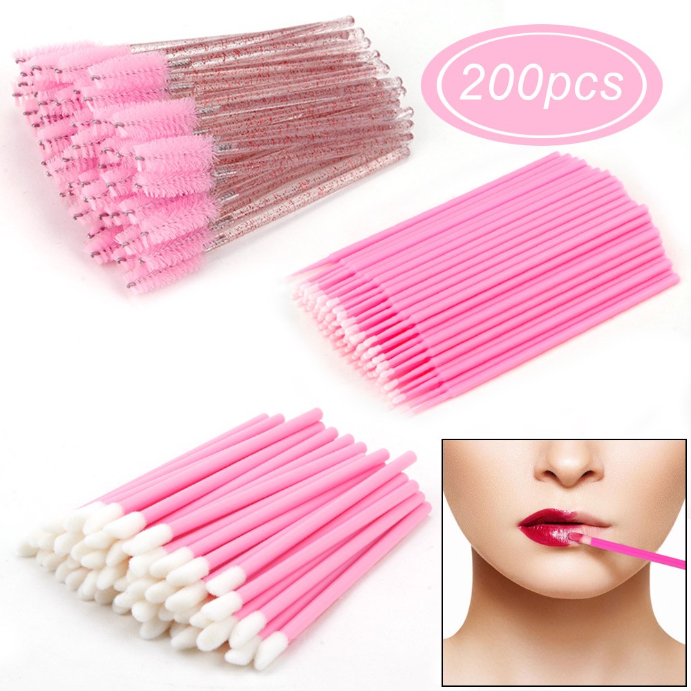 Disposable Eyelash Brushes Set, 200 Pieces, Cotton Buds, Straightener, Eyelash Extension Accessories