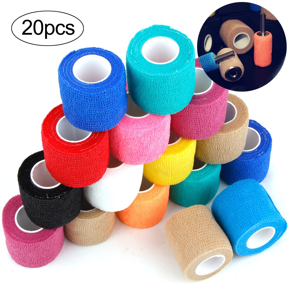 1/6/10/20pcs Disposable Tattoo Bandage Self Adhesive Elastic Bandage Handle With Tube Tighten Permanent Makeup Accessories