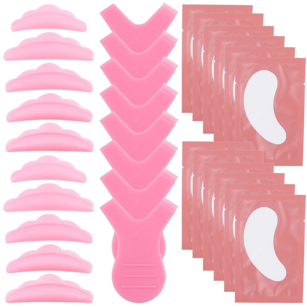 40/70pcs Y Shape Brush Silicone Eyelashes Curler Reusable Lash Lifting Perm Pad Hydrogel Patches Under Eye Eyelash Extension Kit