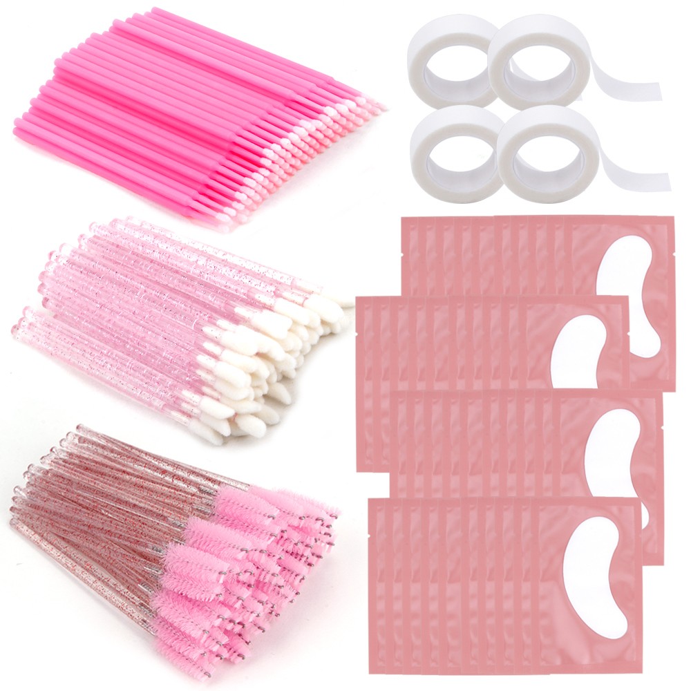 Eyelash Extension Kit Practice Eye Patches Pad Adhesive Eyelash Brushes Spoolie Mascara Applicator Grafting Eyelash Tools