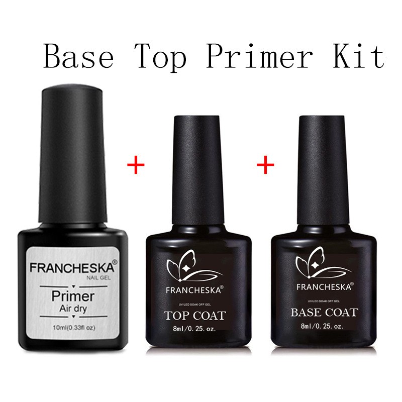 3pcs Manicure Nail Primer Stamping Dried Set Hybrid Permanent Gel Nail Starter Polish Top Coat Base Manicure Gel Tool TSLM1