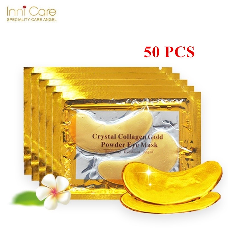 50pcs Collagen Crystal Gold Powder Eye Mask Anti Aging Dark Circles Acne Beauty Patches for Eye Skin Care Korean Cosmetics