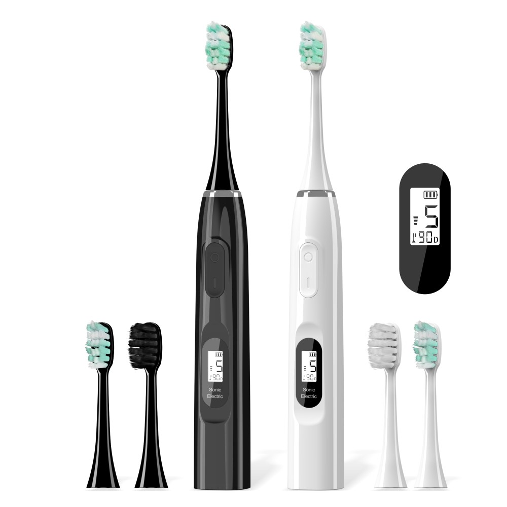 Sfeel 15 Modes LCD Screen Sonic Electric Toothbrush Smart Adult Timer USB Type C Rechargeable IPX7 Waterproof Whitening