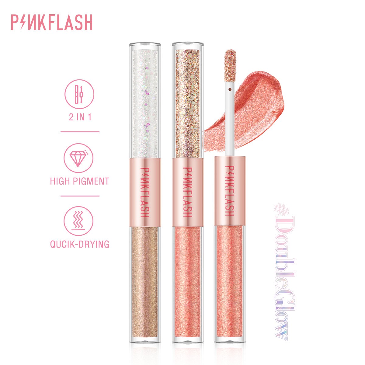 PINKFLASH Long Lasting Eyeshadow Not Easy to Smudge Streamer Quick Drying Liquid Eye Shadow Korea Fashion Female Glitter Makeup