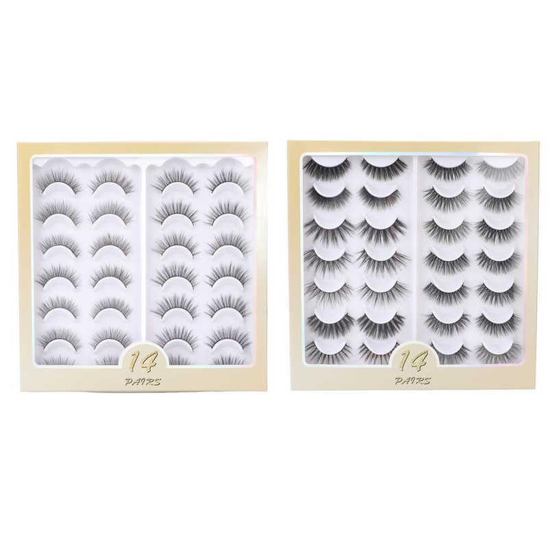 Wispy False Eyelashes Thick Long False Eyelashes 14 Pairs Comfortable For Stage Party Date