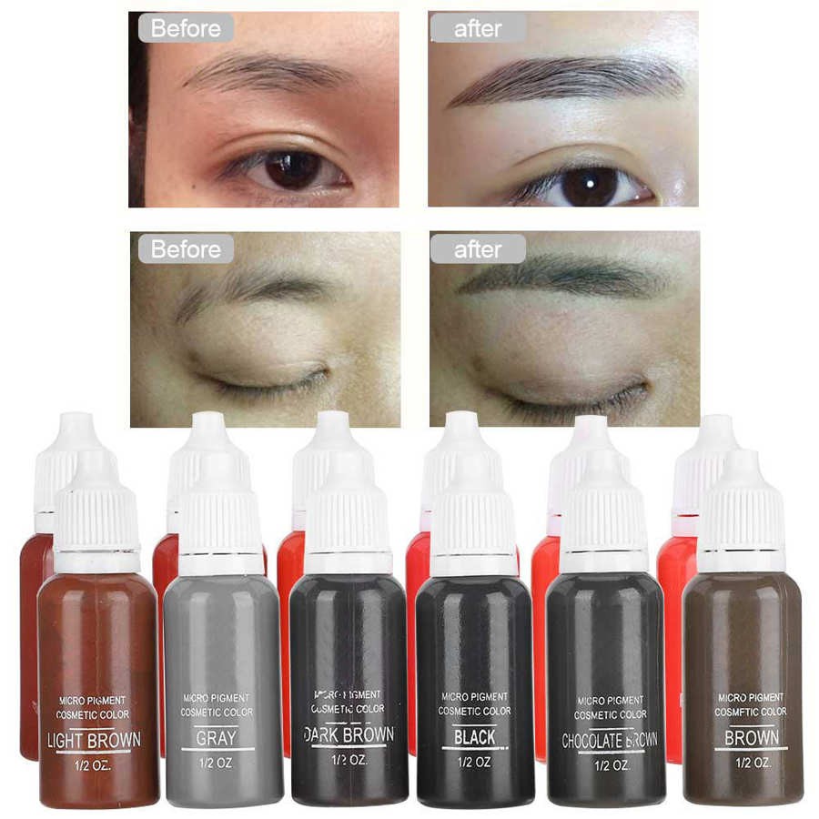 6pcs/box Microblading Tattoo Ink Pigment Set Semi-Permanent Eyebrow Lips Tattoo Pigments Plant Extract Beauty Makeup Inks Supply