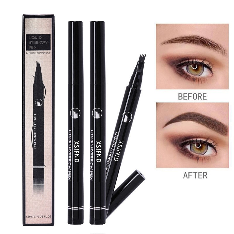 Four Heads Eyebrow Pencil Waterproof Sweat-proof Liquid Eyebrow Pencil Non-fading 4-fork Eyebrow Pencil Makeup TSLM1