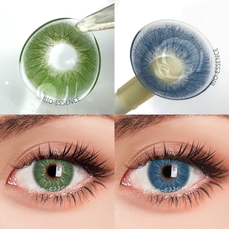 Bio-essence 2022 New 1 Pair Eye Color Contact Lenses Natural Brown Lenses Beauty Fashion Blue Green Green Eye Contact Lenses