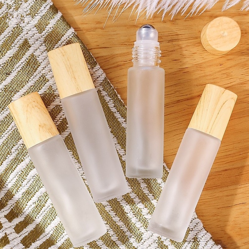 10pcs/lot 5ml10ml Roll On Bottle Thick Frosted Glass Perfume Bottle Doterra Refillable Empty Roller Vial Essential Oils